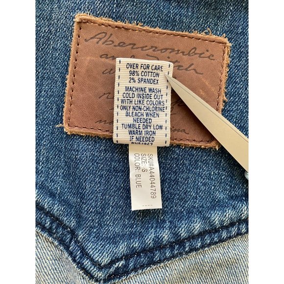 VTG Abercrombie & Fitch‎ Slim Fit Denim Jacket Women Small Med Wash Button Up - Picture 12 of 16